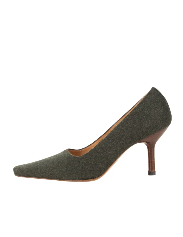 Gucci Vintage Charcoal Sage Wool Pumps in Wool from Amarcord Vintage Fashion