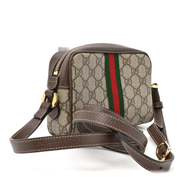 Gucci GG Supreme Monogram Web Mini Ophidia Shoulder Bag Brown in Brown Coated canvas from FASHIONPHILE, photo 3 of 11