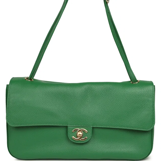 Chanel Maxi "Souplissimo" Small Flap Bag Green Grained Calfskin Gold Hardware in Green Caviar leather from Madison Avenue Couture