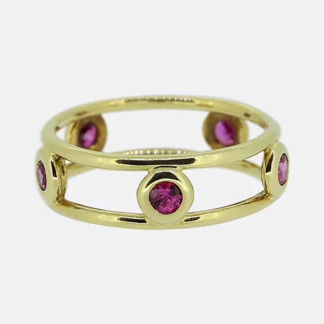 Tiffany & Co. Pink Sapphire By the Yard Ring Size I (48) in Pink from The Vintage Jeweller