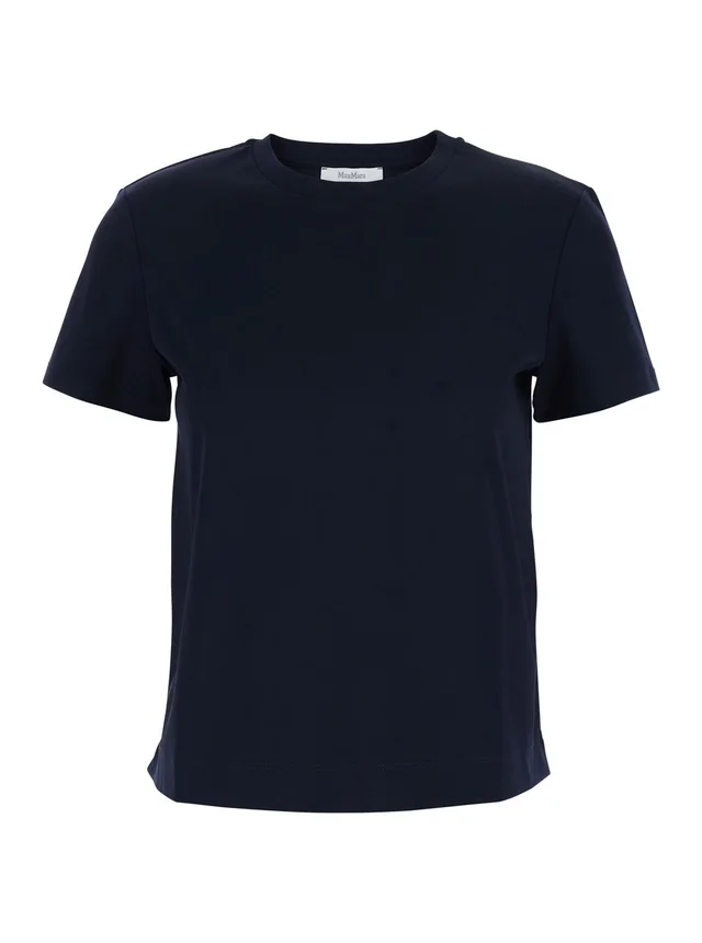 Maxmara pure 'Donata' Dark Blue T-Shirt with Embroidered Logo on the Back in Cotton for Women in Blue 100% Cotton, photo 2 of 5 from Gaudenzi Boutique