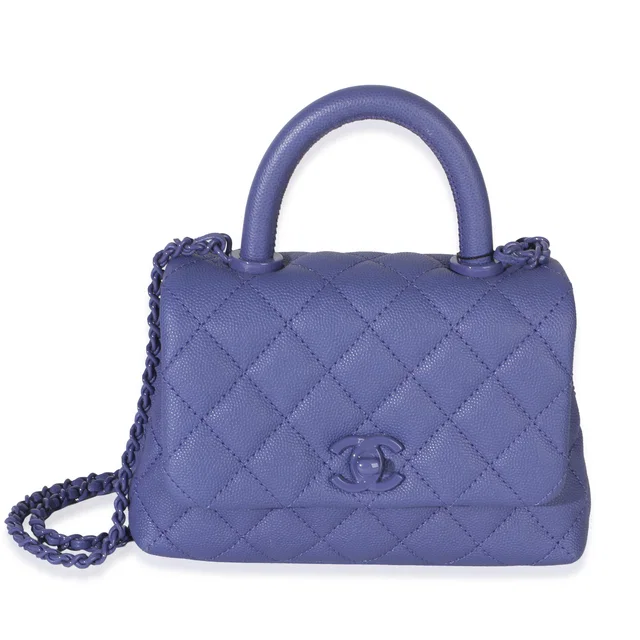 Chanel Purple Quilted Incognito Mini Coco Top Handle Flap Bag Leather Handbag in Purple Leather from HEWI