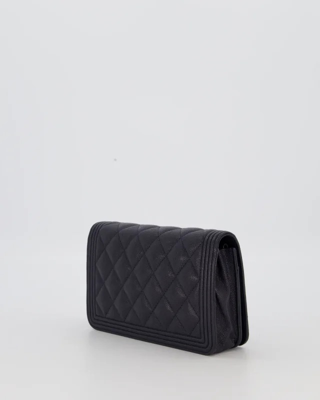 Chanel Navy Boy Wallet on Chain Bag in Navy Caviar leather from Sellier, photo 5 of 19