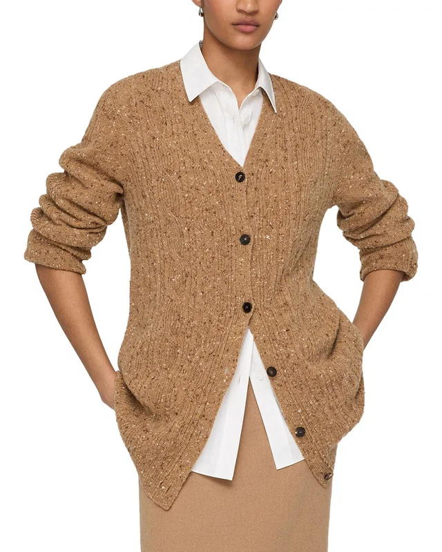Lafayette 148 New York Cable Donegal Button Front 100% Cashmere Cardigan, image 1 of 1 from Rue La La