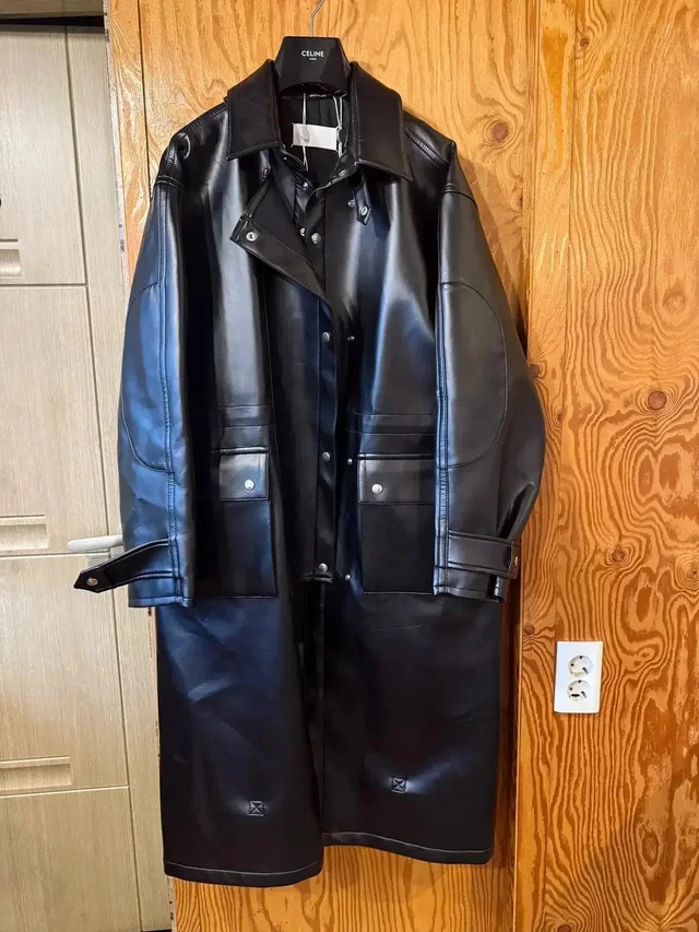 Maison Margiela Faux Leather Coat Jacket in black Leather from Grailed