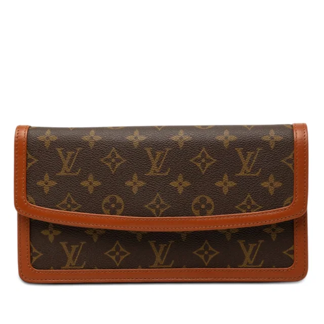 Brown Louis Vuitton Monogram Pochette Dame PM Clutch Bag in Brown Coated canvas from Designer Revival
