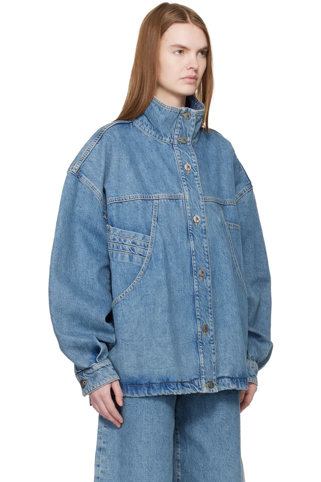 The Attico Blue Washed Denim Bomber Jacket, photo 2 of 4 from SSENSE