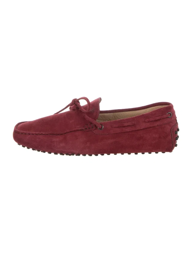 Tod's Suede Bow Accents Drivers in red Suede from The RealReal