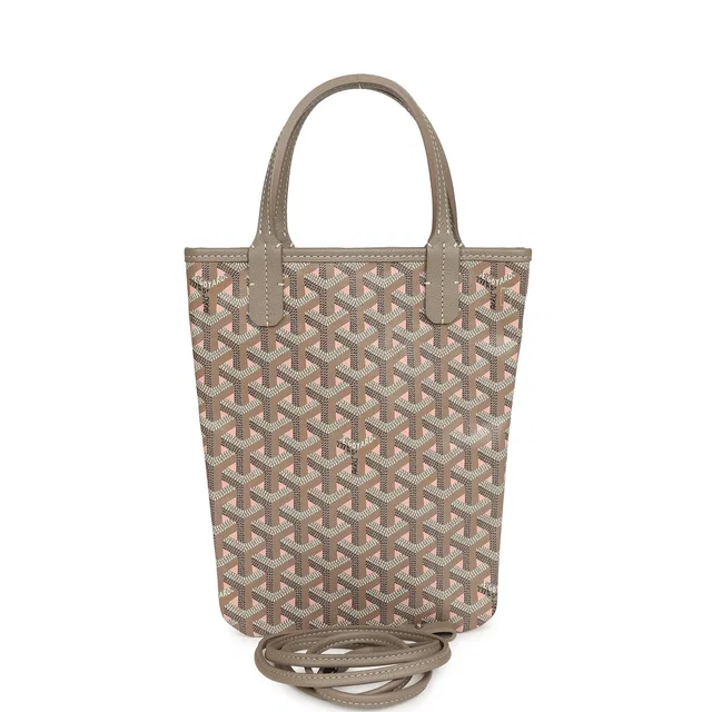Goyard Goyardine Greige and Pink Poitiers Claire-Voie Mini Tote Bag Palladium Hardware in Taupe Calfskin from Madison Avenue Couture