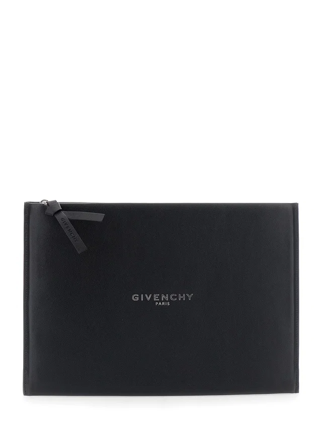 Givenchy Antigona Clutch — Black Leather And Tech Fabric in Black Leather from HEWI