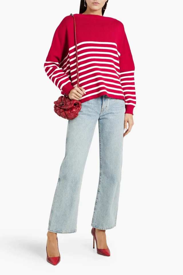 Valentino Garavani Striped Intarsia Cotton Sweater, photo 2 of 4 from THE OUTNET