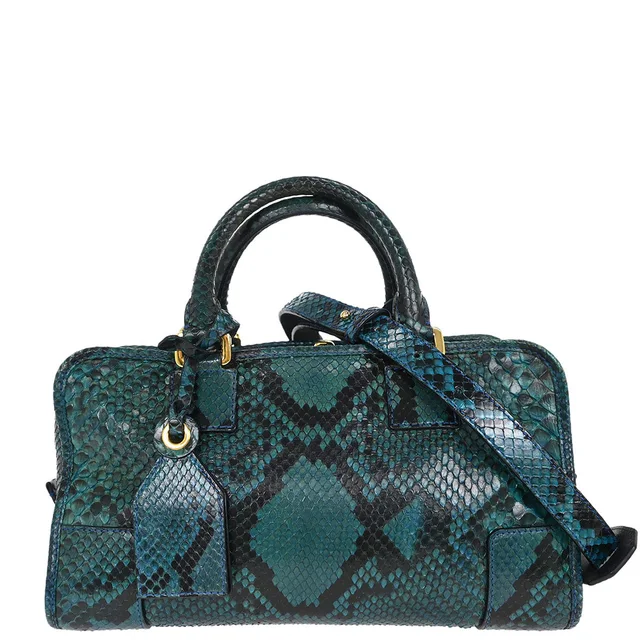 Loewe Green Python Amazona 28 Handbag in Green Python from AMORE Vintage Tokyo