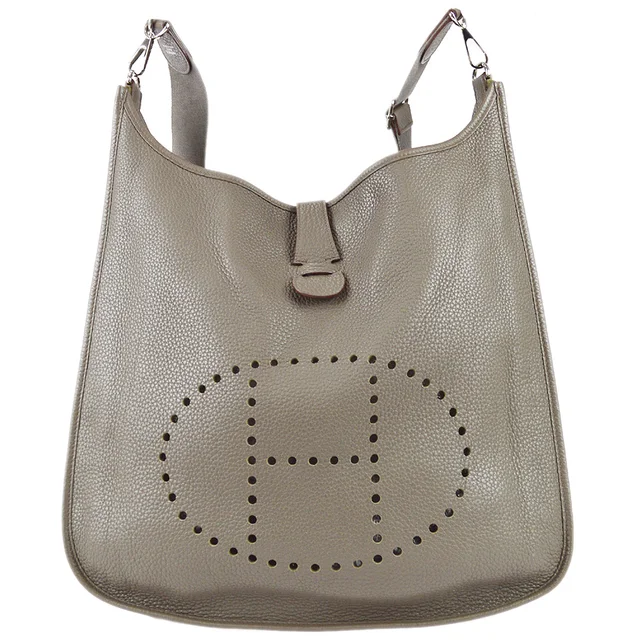 Hermès 2012 Evelyne III TGM Etain Clemence in Taupe Clemence leather from AMORE Vintage Tokyo