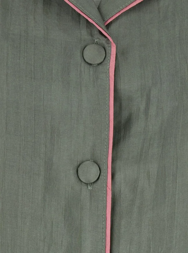 THE ROSE IBIZA green Suit with shirt and Pants in silk blend Woman in Green, photo 5 of 6 from Gaudenzi Boutique