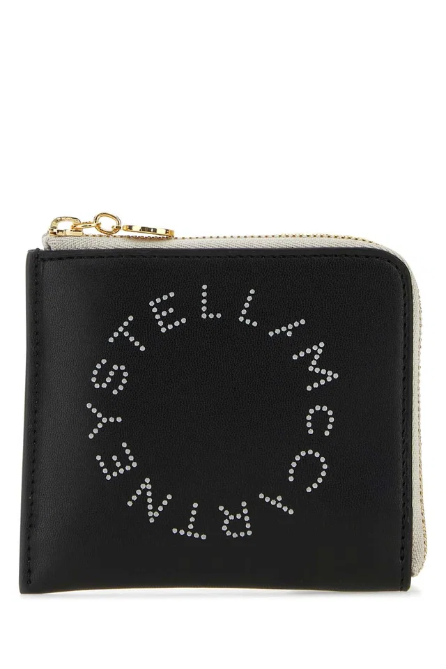 Stella McCartney Stud-Embellished Two-Tone Card Holder — Black F: Polyamid Wallet in Black Leather from HEWI