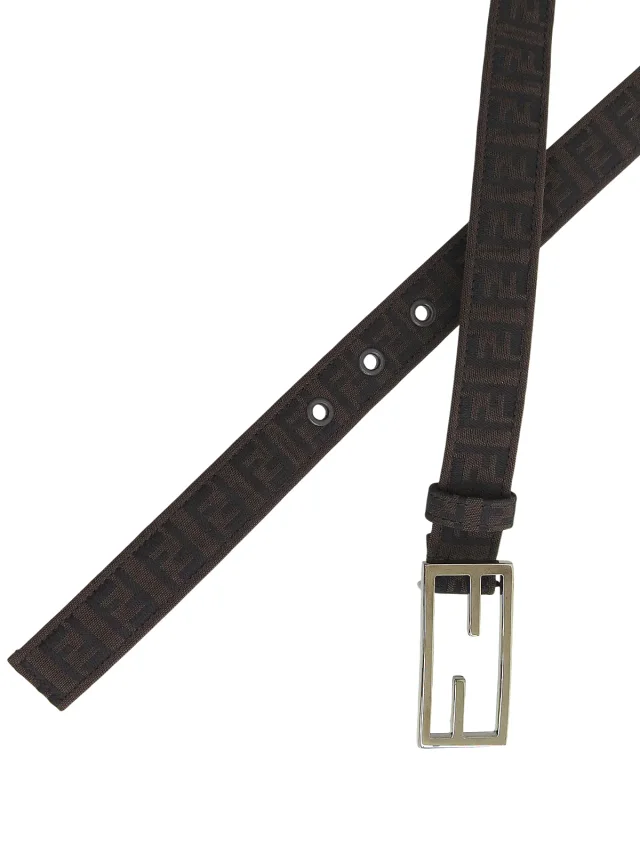 Fendi Zucchino Pattern Logo Buckle Belt Brown in Brown Canvas from VINTAGE QOO TOKYO, photo 7 of 8