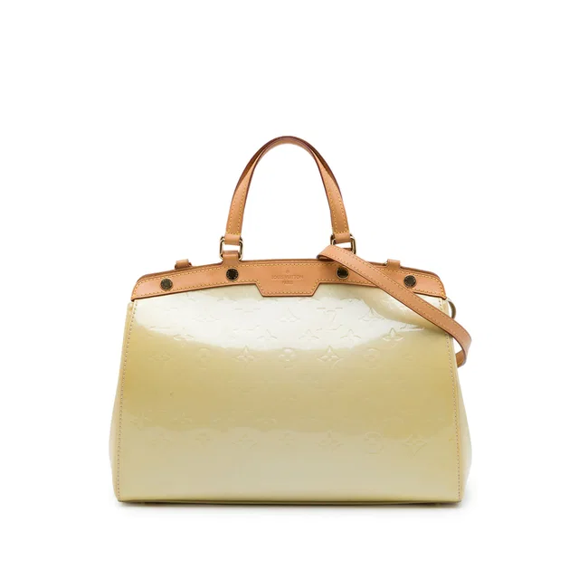 White Louis Vuitton Monogram Vernis Brea MM Satchel in White Leather from Designer Revival