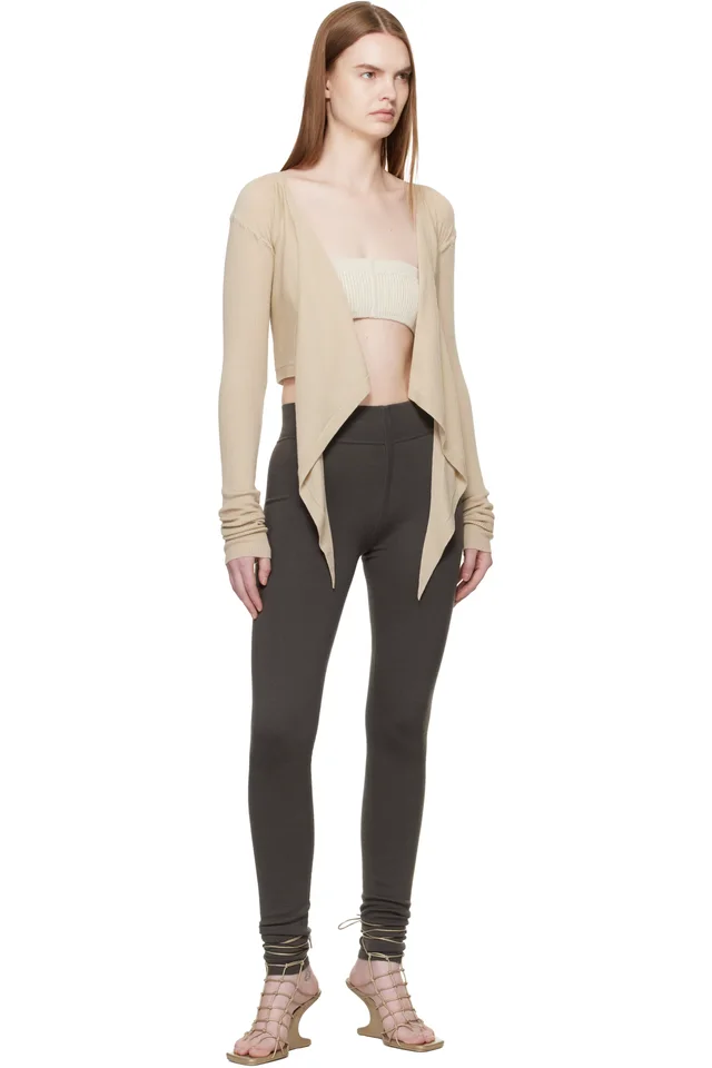 Rick Owens Beige Temple Crop Wrap Top, photo 4 of 4 from SSENSE