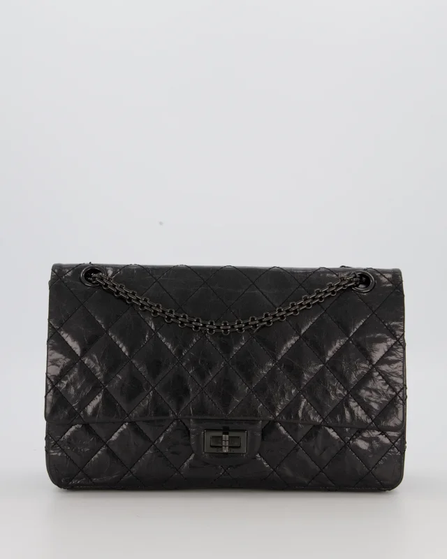 Chanel Black Reissue 226 Medium Double Flap Bag in Patent Leather with So Black Hardware in Black Patent leather from Sellier, photo 2 of 19