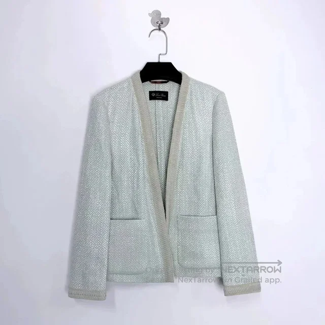 Loro Piana Ss26 Light Green Diamond Jacquard Cardigan 38/, Women's (Size Xs) in multicolor from Grailed