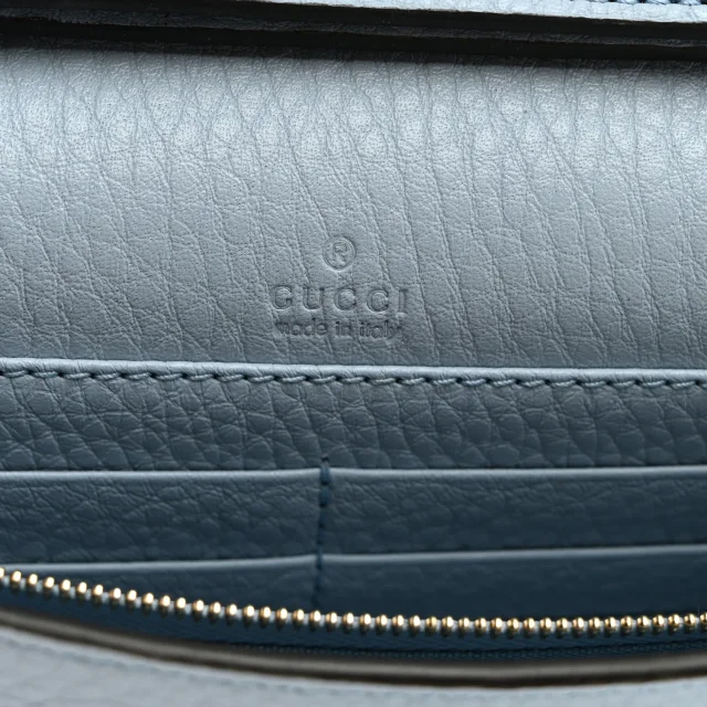 Gucci Dionysus NM Chain Wallet Porcelain Light Blue in Blue Calfskin from FASHIONPHILE, photo 6 of 10