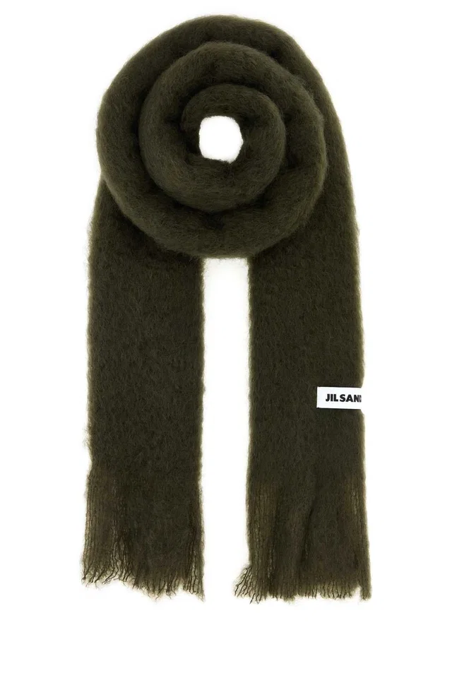 Jil Sander Scarf — Green Exterior: Mohair Wool Nylon Scarfs in Green Nylon from HEWI