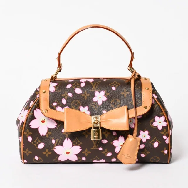 Louis Vuitton Sac Retro PM Handbag Monogram Cherry Blossom Brown Pink in Brown Leather from The Reluxe