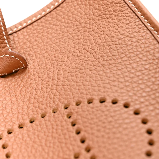 Hermès Taurillon Clemence Evelyne TPM Gold in Gold Clemence leather from FASHIONPHILE, photo 7 of 11