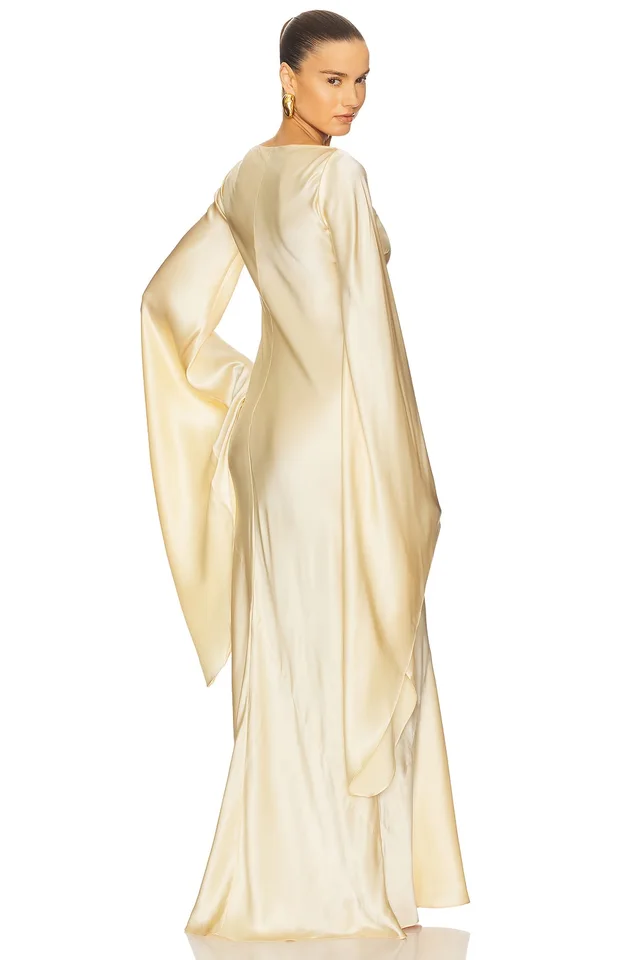 Helsa The Rosalind Dress in Silk Charmeuse in Golden Peach, photo 4 of 5 from REVOLVE (Canada)