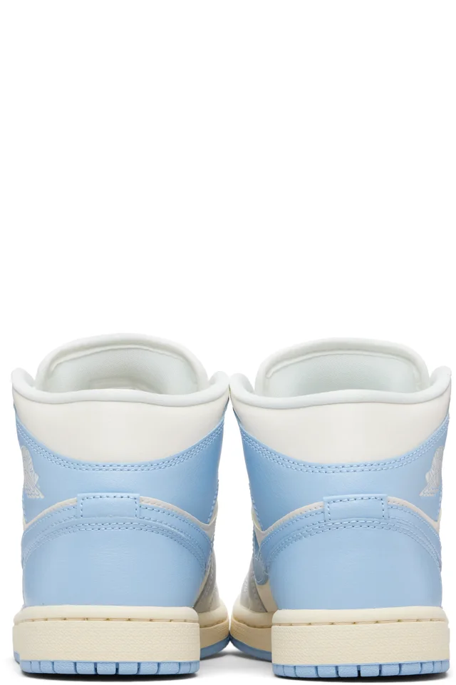 Nike Jordan White & Blue Air Jordan 1 Mid Sneakers, photo 2 of 5 from SSENSE