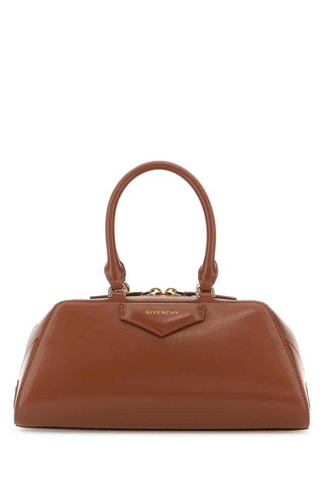 Givenchy Structured Calf Leather Top Handle Bag — Brown in Brown Calfskin from HEWI