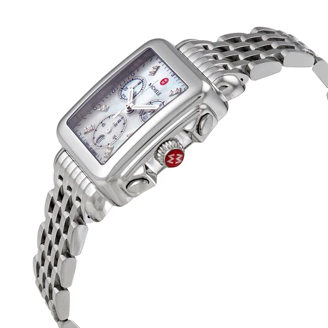Michele Deco Chronograph Quartz Diamond White Mother of Pearl Dial Ladies Watch MWW06A000778, photo 2 of 3 from Jomashop