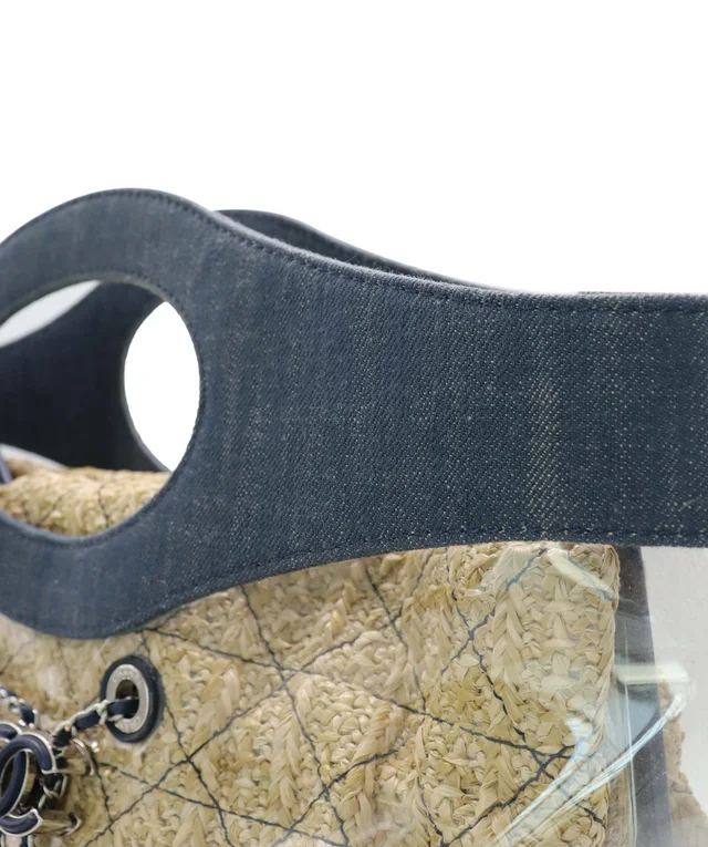 Chanel DENIM PVC Shopper Tote with Raffia Insert in Raffia from Luxury Promise, photo 5 of 12