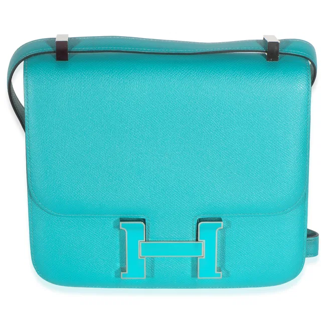Hermès Bleu Paon Menthe Epsom Verso Constance 24 in Blue Epsom leather from myGemma