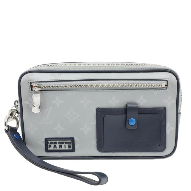Louis Vuitton Satellite Alpha Monogram Canvas Clutch Bag Silver in Silver Coated canvas from Dallas Designer Handbags