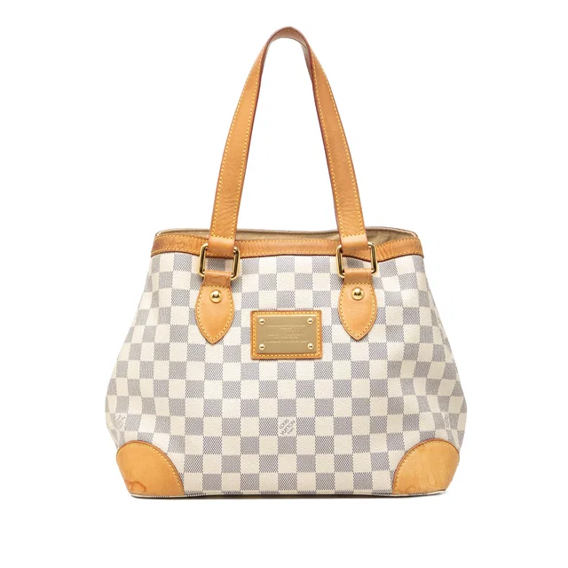 White Louis Vuitton Damier Azur Hampstead PM Tote Bag in White Canvas from Designer Revival, photo 1 of 1