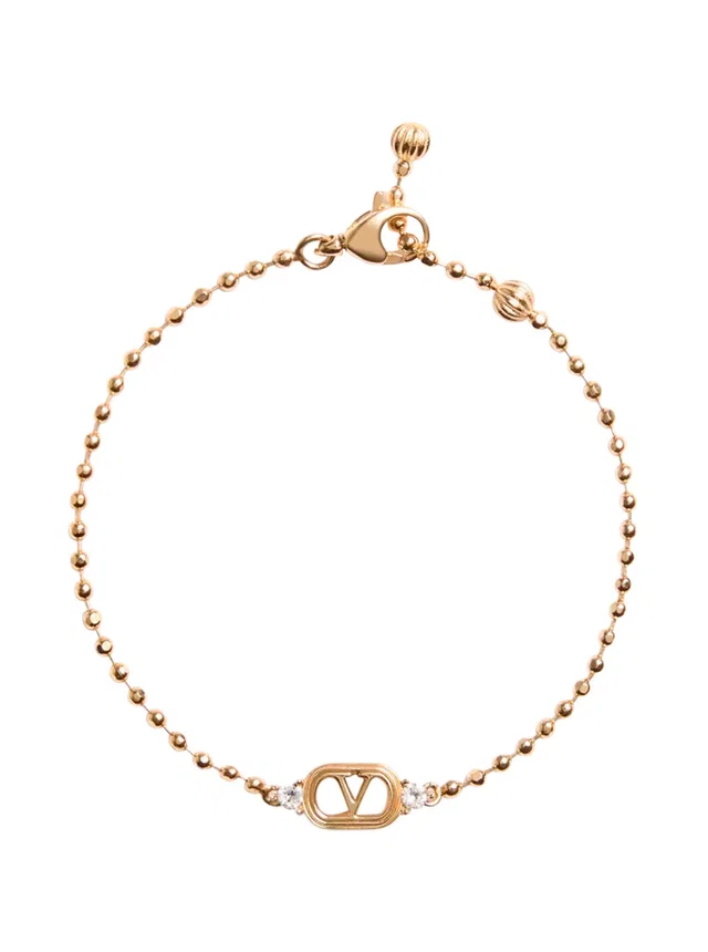 Valentino Garavani Vlogo Plate Brass Bracelet — Gold Bracelets in Gold from HEWI