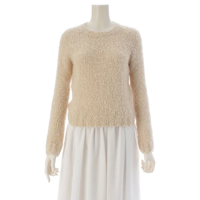 Prada Mohair Cashmere Boucle Knit Sweater Top Long Sleeve Ivory 36 in White Cashmere from The Reluxe
