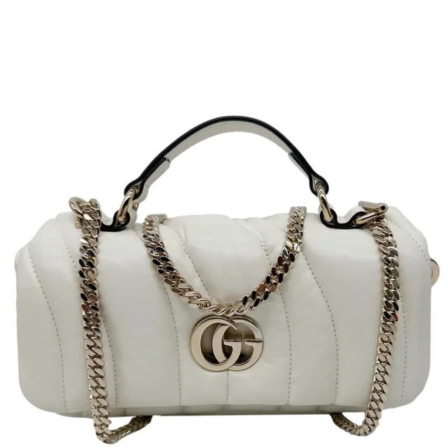 Gucci GG Milano Mini Leather Top Handle Shoulder Bag Off White 806017 in White Leather from Dallas Designer Handbags