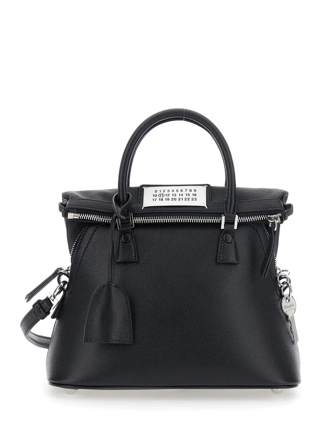 Maison Margiela Leather Structured Top Handle Bag — Black in Black Leather from HEWI
