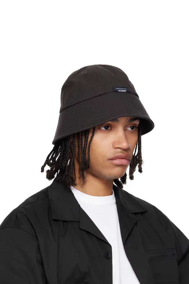 Comme des Garçons Homme Brown Garment Dyed Oxford Bucket Hat, photo 2 of 3 from SSENSE