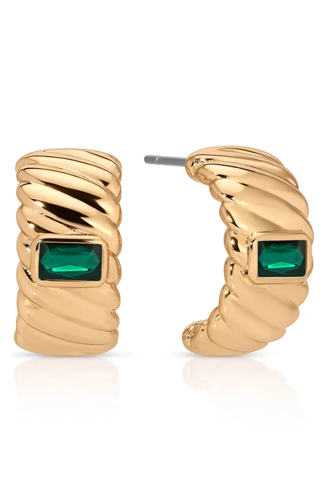 Ettika Baguette Crystal Hoop Earrings in Green from Nordstrom Rack, photo 1 of 1