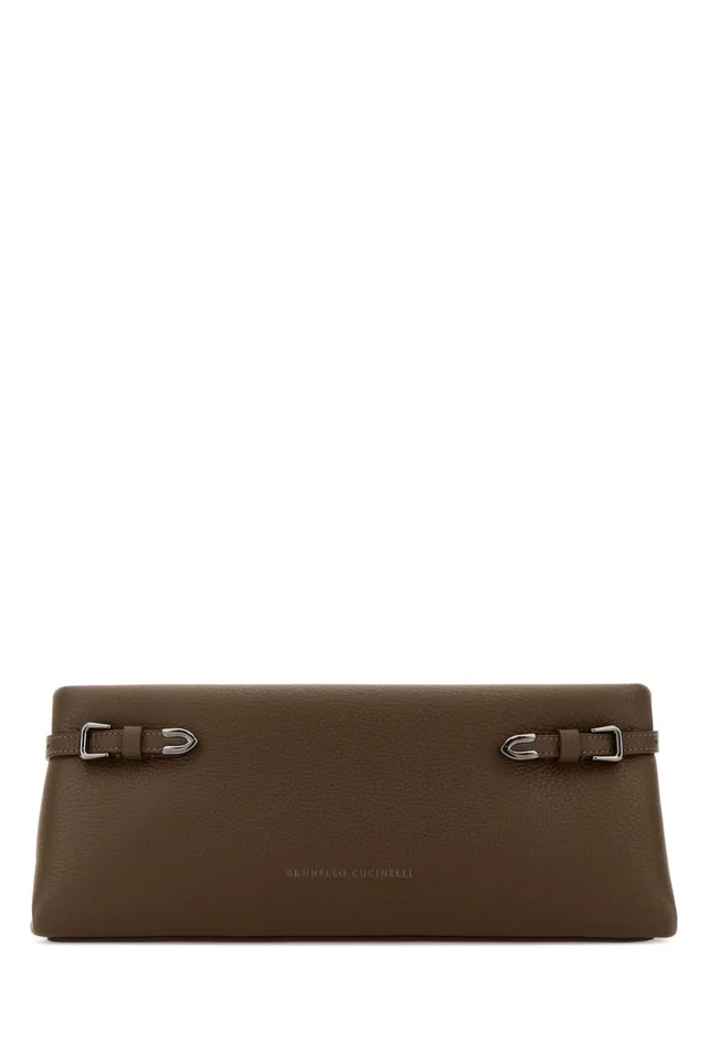 Brunello Cucinelli Scottish Red Deer Leather Clutch — Brown in Brown Leather from HEWI