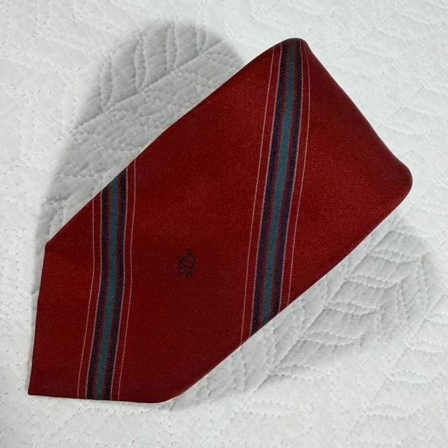 Vtg Christian Dior Necktie Mens Red Striped Silk Blend Skinny Luxury Usa Euc in red|blue Silk from Poshmark, photo 1 of 1