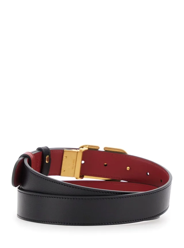 Valentino garavani Black Reversible Belt with VLogo Buckle in Leather Woman in Black 100% Calf, photo 5 of 8 from Gaudenzi Boutique