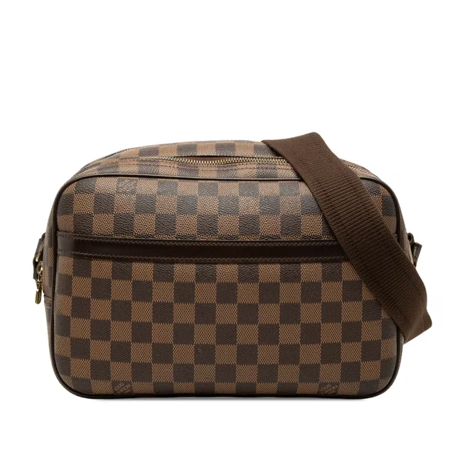 Brown Louis Vuitton Damier Ebene Reporter PM Crossbody Bag in Brown Canvas from Designer Revival