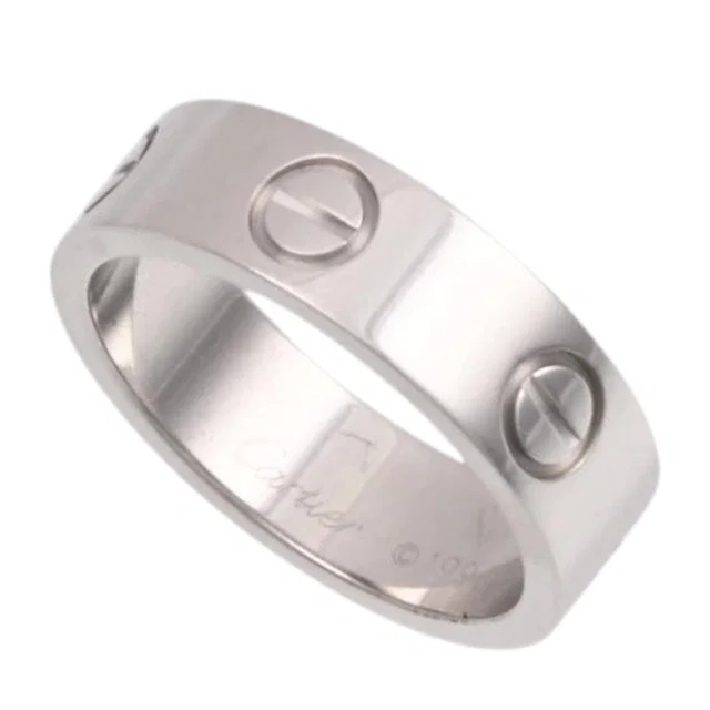Cartier 18K Love Ring #51 White Gold in White from VINTAGE QOO TOKYO