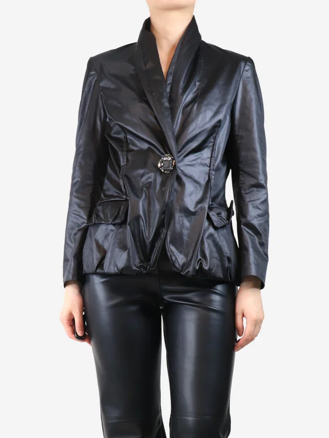 Lanvin Black coated blazer - size UK 12 in Black from Sign of the Times