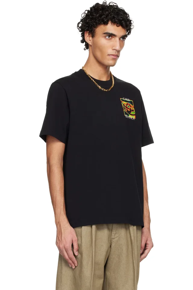 Casablanca Black Heat Map Logo Short Sleeve T‑shirt, photo 2 of 4 from SSENSE