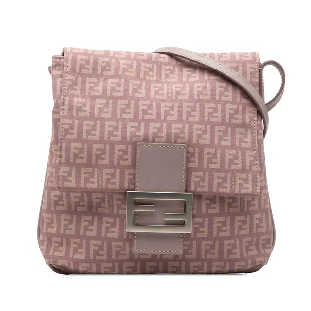 Pink Fendi Zucchino Canvas Crossbody in Pink Canvas from Designer Revival